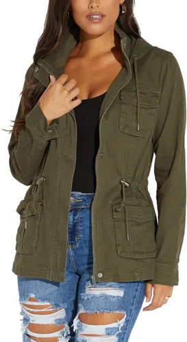 Vista 10 de SheKiss Casual Jackets for Women Trendy Lightweight Outfits with Pockets Camuflaje ejército