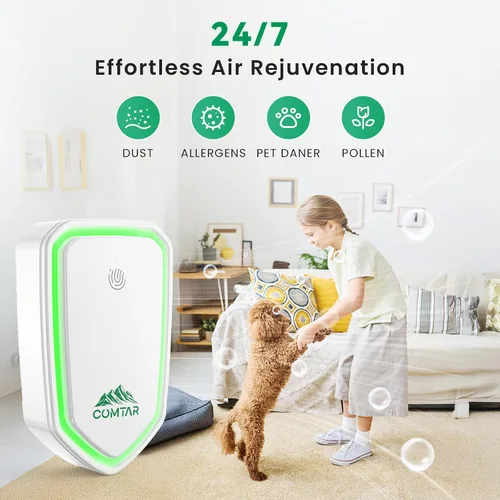 Vista 3 de Ionizadores de aire para el hogar (paquete de 4), sistema de filtración de iones negativos, ambientador silencioso para dormitorio, oficina, cocina