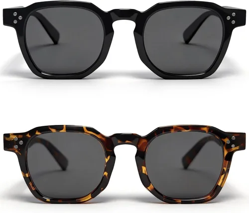 Vista 7 de VISOONE Square Sunglasses Women Men Retro Thick Frame Rivet Deisgn Patty