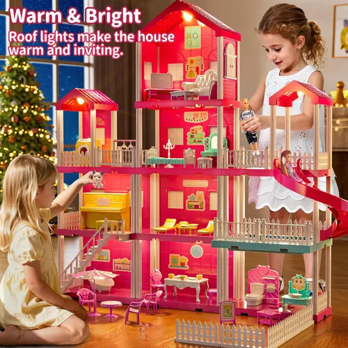 Vista 9 de Pink Girl House Playset para niños de 3 a 8 años - Juguete