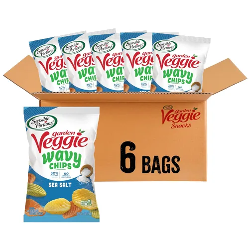 Vista 4 de Sensible Portions Garden Veggie - Chips de crema agria de cheddar ondulado, 6 onzas