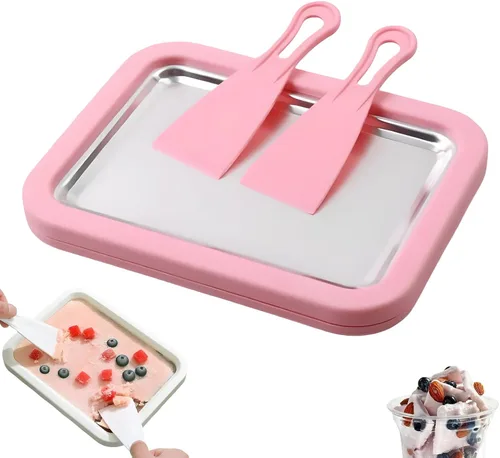 Vista 10 de Máquina de helados instantánea, kit de máquina de helados enrollados en casa 2026, placa de congelación instantánea con 2 raspadores, máquina
