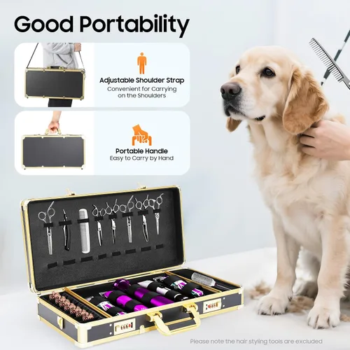 Vista 4 de Herramienta de peluquería Estuche de viaje para peluquería Clipper Trimmer Holder Caja organizadora Caja de herramientas con cerradura, kit de corte
