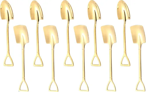 Vista 11 de 10 cucharas de pala de acero inoxidable, cucharas de postre reutilizables para café, té, helado, fruta y azúcar pastel