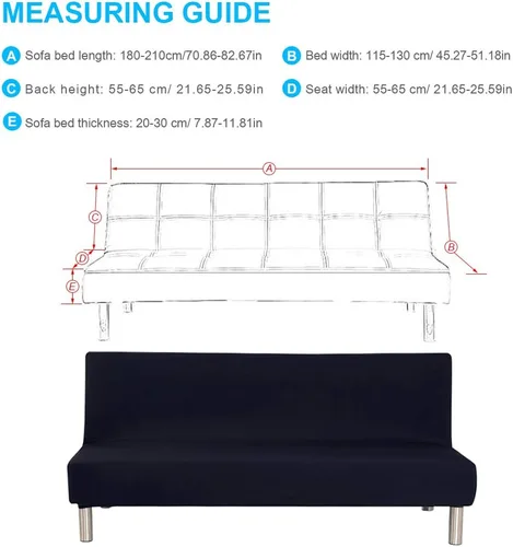 Vista 6 de ele ELEOPTION Funda de futón sin brazos, funda elástica para sofá cama, protector sin reposabrazos, elástico de elastano, moderno, simple, plegable