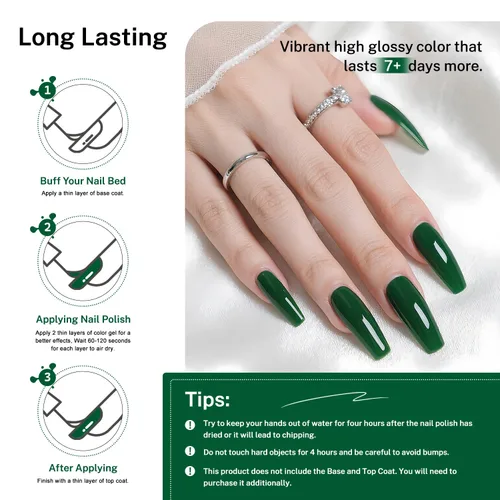 Vista 6 de OpenLive 16.5ml Esmalte de uñas verde oscuro de gran volumen de secado rápido, brillo duradero, para uñas de dedos y dedos de los pies, arte de uñas