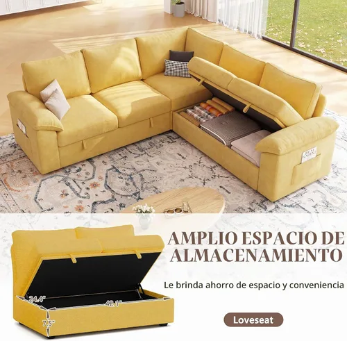 Vista 48 de Sofá modular modular de 85 pulgadas con cama extraíble, sofá cama, gris Gris-oscuro