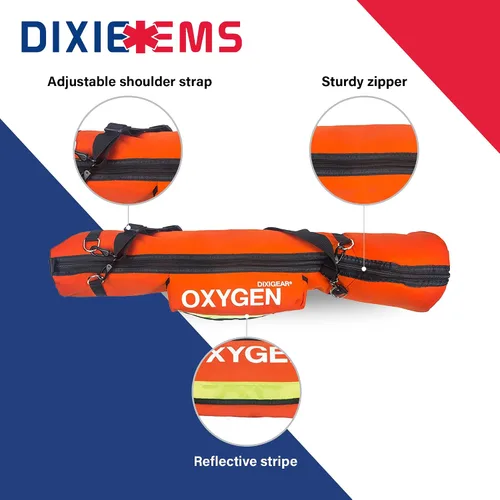 Vista 4 de Bolsa de hombro O2 para cilindro y suministros de tamaño E, paquete de transporte de tanque de oxígeno con relleno