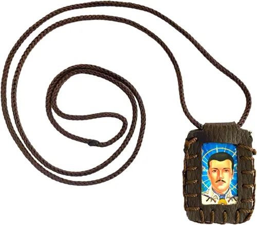 Vista 3 de Jesús Malverde Collar Escapulario Marrón Escapulario Café Collar, Cordón