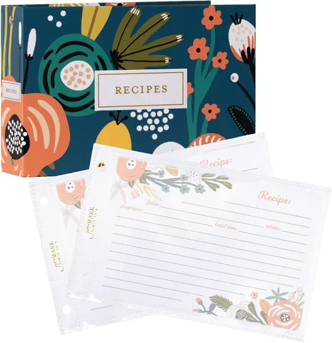 Vista 6 de Jot & Mark Carpeta de recetas para tarjetas 4x6 — Receta de vajilla culinaria de 3 anillos 6 Customizable Tab Dividers for 8.5x11 3-Ring Recipe