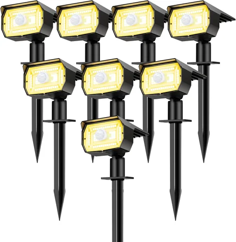 Vista 20 de nipify 1 paquete de luces solares para exteriores, impermeables, con sensor de movimiento, luces de punto con 3 modos, luces solares 2 en 1