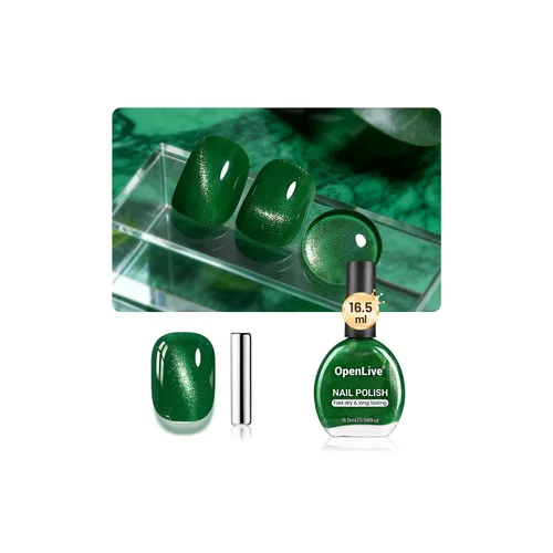Vista 15 de OpenLive - Esmalte de uñas de ojo de gato negro, 16.5 ml de esmalte de uñas de purpurina reflectante de secado rápido con barra magnética