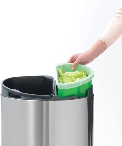 Vista 5 de Brabantia Papelera táctil de reciclaje con cubos de plástico, 10 L y 23 L - Acero mate