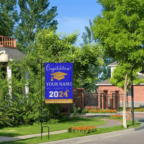 Vista 6 de Bandera de jardín de graduación personalizada 2024, letrero de graduación 2024, decoraciones de graduación clase de 2024, graduación de escuela