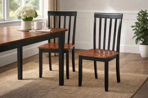 Vista 2 de Boraam Bloomington Silla de comedor, Madera, Negro/Cerezo Blanco