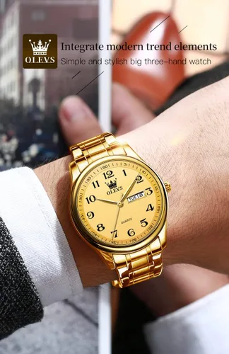 Vista 29 de OLEVS Juego de 2 relojes de cuarzo para parejas de San Valentín, calendario luminoso, ventana de fecha, 3 ATM, impermeable, casual, acero