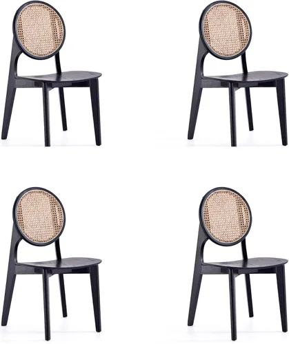 Vista 10 de Manhattan Comfort Versalles - Silla de comedor de ratán, respaldo redondo de mimbre con marco de madera maciza de fresno, sillas totalmente
