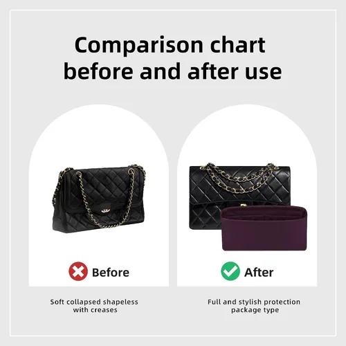 Vista 6 de DGAZ Organizador de bolso personalizado o inserto de almohada para bolsas Chanel CF, organizador de bolsas suave y sedoso, bolso de lujo y moldeador