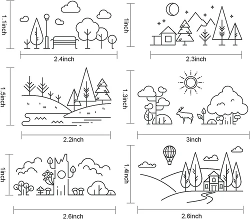 Vista 2 de Dibujo de líneas creativas, bonitos patrones de escena, sellos transparentes para decoración de tarjetas, álbumes de recortes, líneas simples