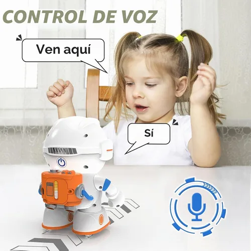 Vista 5 de KaeKid Robots astronautas para niños, robótico parlante inteligente con sensor táctil, control de voz, reconocimiento de voz, cantar, bailar Azul