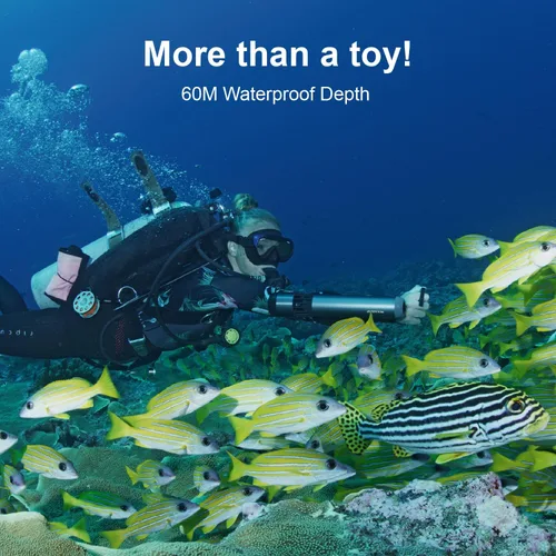 Vista 6 de Waydoo Subnado - Patinete subacuático, scooter de mar con control de pulgar para tabla de remo SUP, adecuado para piscina, buceo y esnórquel Gris