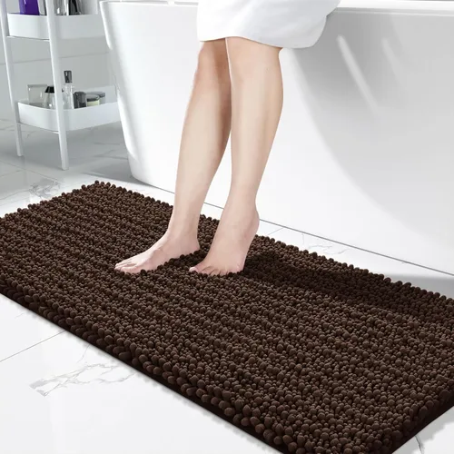Vista 112 de Yimobra Alfombras de Baño Antideslizantes Lavables - Alfombra de Baño de Chenilla Ultra Suave Absorbente, Alfombra Peluda de Secado Rápido para Negro