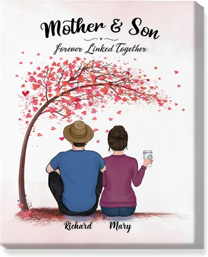 Vista 14 de Gossby Lienzo personalizado para madre e hija, regalo de cumpleaños, Navidad, Día de la Madre para mamá de 2 hijas con diseño, nombre, regalo