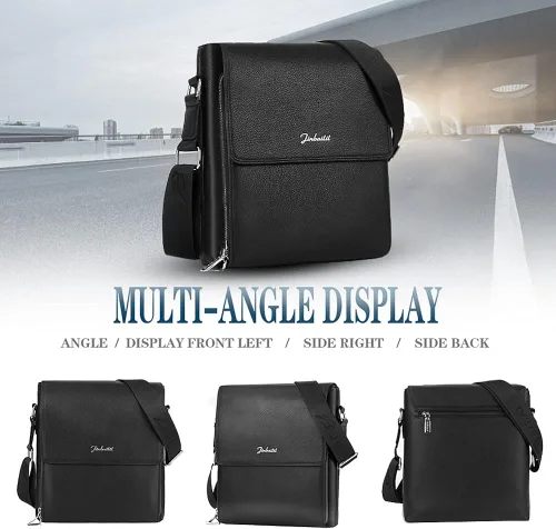 Vista 3 de Leathario Bolso de hombro para hombre, de cuero auténtico, pequeño bolso de mensajero para hombre, bolso cruzado para hombre, bolso de viaje