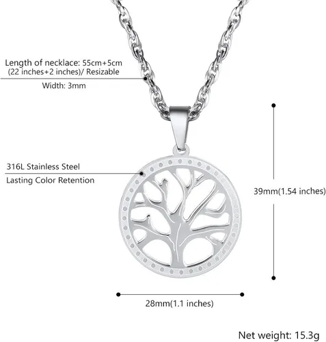 Vista 5 de PROSTEEL Collar del árbol de la vida, collar espiritual de la naturaleza, collar del árbol genealógico, joyería para hombre y mujer, caja de regalo