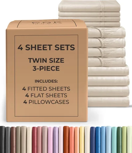 Vista 300 de Pack of 2, Twin Size 3 Piece Sheet Set - Breathable & Cooling - White