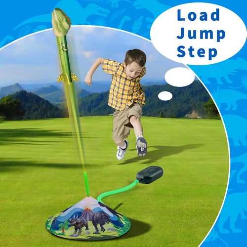 Vista 5 de Gizzjoy Lanzador de cohetes de juguete de dinosaurio para niños, lanza hasta 100 pies, 4 cohetes, juguetes exteriores para niños, juguetes