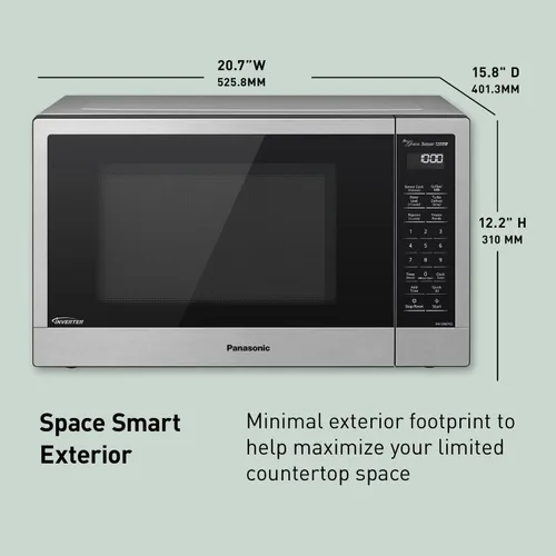 Vista 2 de Panasonic NN-SN67K Microondas, 1.2 pies cúbicos, acero inoxidable/plata