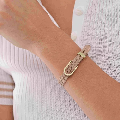 Vista 6 de Fossil - Pulsera de acero inoxidable y cuero genuino para mujer