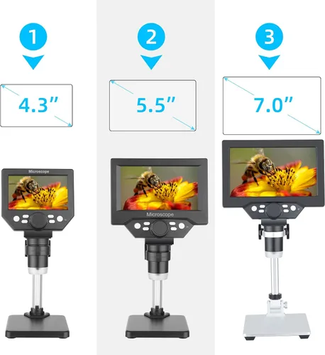 Vista 8 de Koolertron Microscopio digital LCD de 5.5 pulgadas, aumento de 8MP 1-1000X, 8 luces LED, batería recargable, grabación de video para reparación