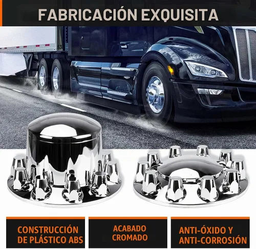 Vista 3 de Aeagle - Kits de combinación de cubierta de eje domo para ejes de camión semi con tuerca de lengüeta de 33 mm atornillada, plástico ABS cromado, 2