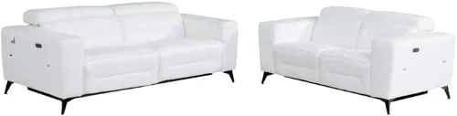 Vista 8 de BlackJack Furniture Ferrara - Sofá reclinable de cuero italiano de grano superior con puertos USB para cargar dispositivos, reposacabezas ajustables