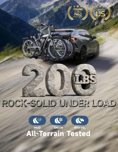 Vista 2 de Young - Portabicicletas para 2 bicicletas, plataforma para montaje en autos, camiones y minivans, compatible con bicicletas con ruedas de hasta 5