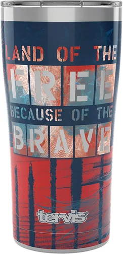 Vista 11 de Tervis Vaso aislado de doble pared Home of the Free Because of the Brave Eagle fabricado en Estados Unidos mantiene las bebidas frías y calientes