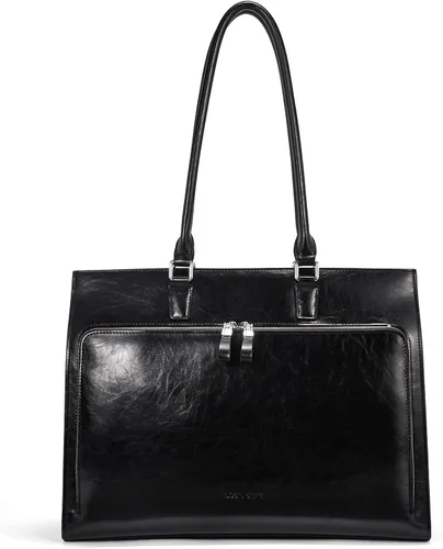 Vista 3 de BOSTANTEN Maletín de cuero para mujer, estilo vintage, de 15.6 pulgadas y de cuero, para laptop, oficina, maletín vintage, 15.6 pulgadas, bolso