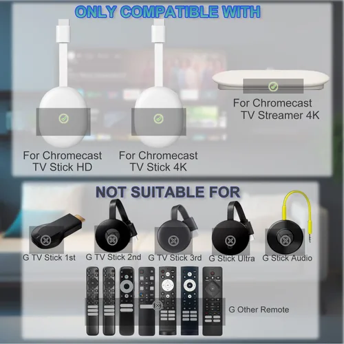 Vista 2 de Mando a distancia de repuesto con asistente de voz para Chromecast con Google TV 4K/HD – Snow (modelo G9N9N) – Compatible con Google TV Streamer