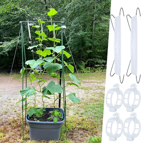 Vista 5 de 20 ganchos de tomate con cuerda, ganchos de soporte de tomate, ganchos de soporte de tomate y clips de soporte para plantas con cordel de 33.3 pies