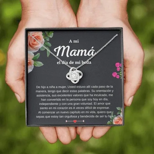 Vista 6 de Joyería para tarjetas de mensaje regalos personalizados, regalo para mamá en mi boda, regalos españoles, collar para madre de la novia, regalo