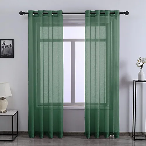 Vista 23 de DONREN 2 paneles de cortina de voile semitransparentes texturizados para ventana de cocina, pequeñas ventanas cortas, cortinas suaves de lujo