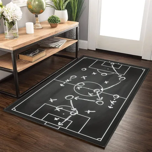 Vista 26 de Alfombra de fútbol americano, 3 x 4 pies, lavable de gran tamaño, ilustraciones 3D, con textura de cuero de fútbol, con cordones, alfombras