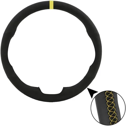 Vista 9 de Car Streeing Wheel Cover for S-SANGYONG Korando 2011 2012 2013 2014 2015 Suede Braid for Steering Wheel Non-Slip-Black