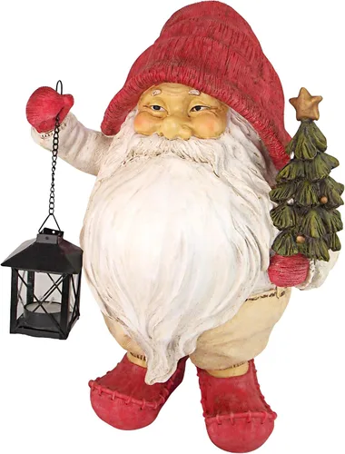 Vista 4 de Design Toscano Iluminando el camino de Papá Noel Whitey la estatua de gnomo navideño
