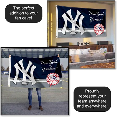 Vista 5 de WinCraft Bandera de NY Yankees Logo Insignia de 3 x 5 pies con ojal