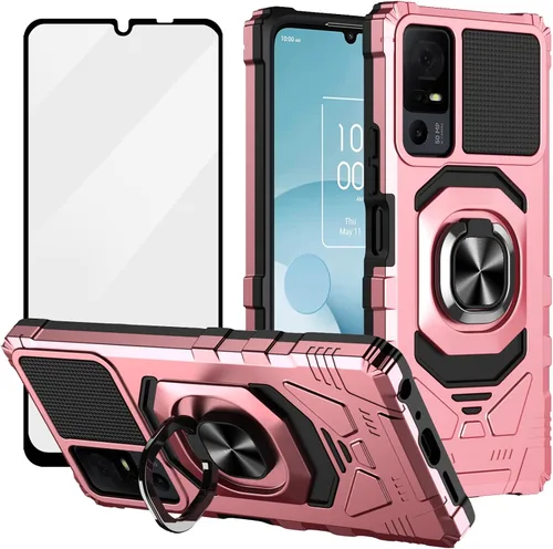 Vista 7 de Ailiber Funda con soporte magnético para Lively Smart 4/TCL 40 XL/40T Soporte de anillo y protector de pantalla y negro