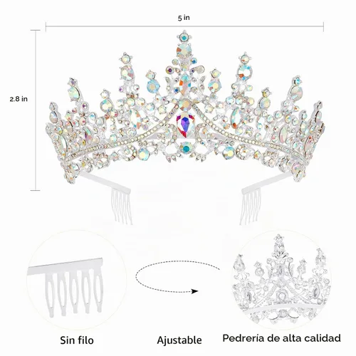Vista 6 de VELSCRUN Coronas de Tiara de Cumpleaños para Mujeres y Niñas Es Mi Cumpleaños Banda Princesa Reina Accesorios para el Cabello de Feliz Cumpleaños AB