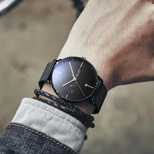 Vista 2 de SOLLEN Automatic Watches for Men, Black Mechanical Watches Men, Classic Mens Minimalist Watch for Business, Casual Dress Watch